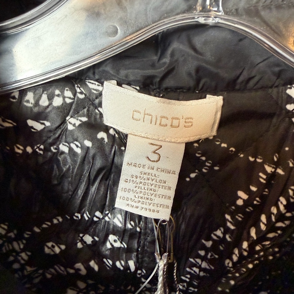 NWT $139 Chico’s Crinkle Reverse Pauley Jacket – Black/White – Size 3 (16/18) - Picture 3 of 9